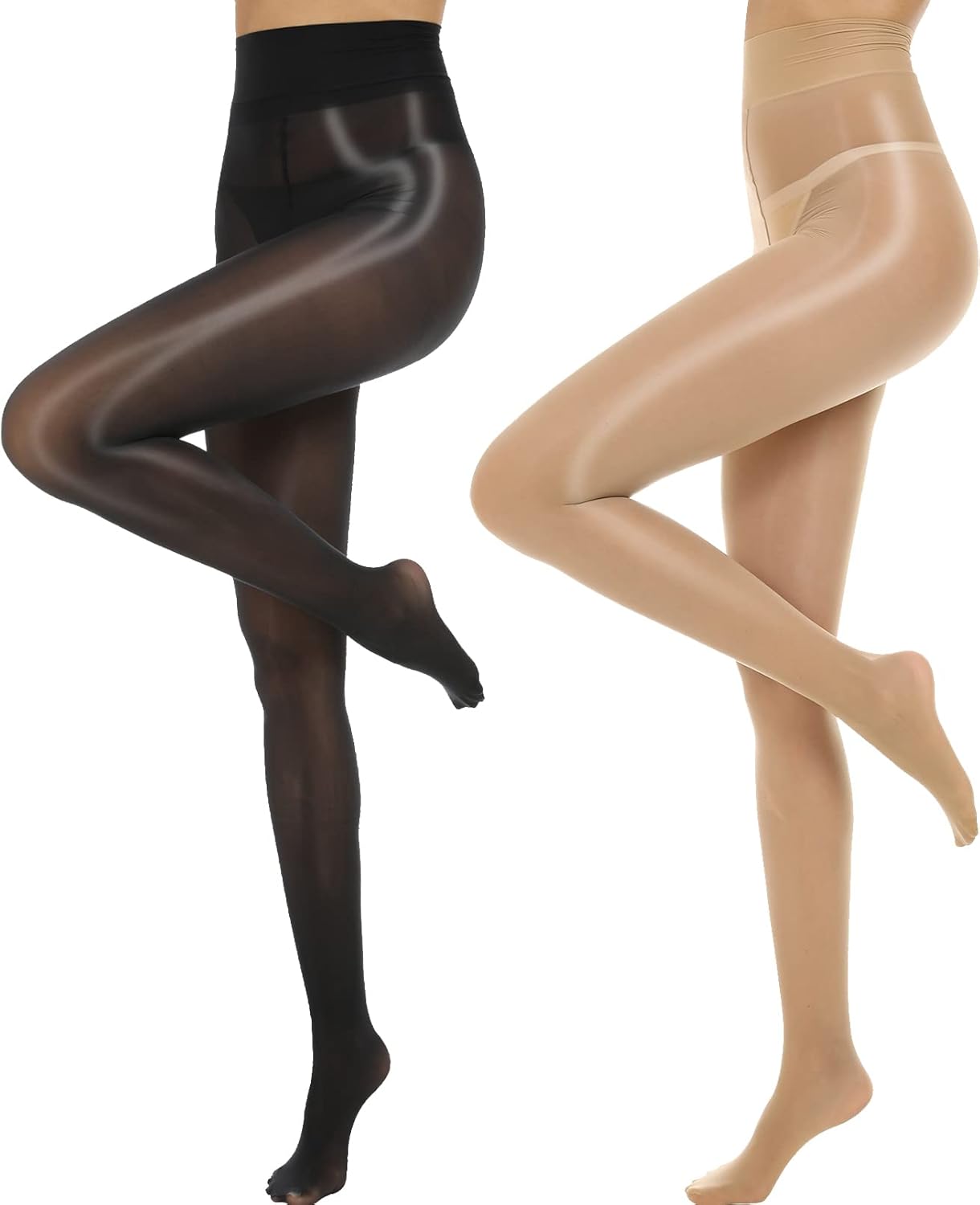 WiliW Shiny Pantyhose for Women 2 Pairs