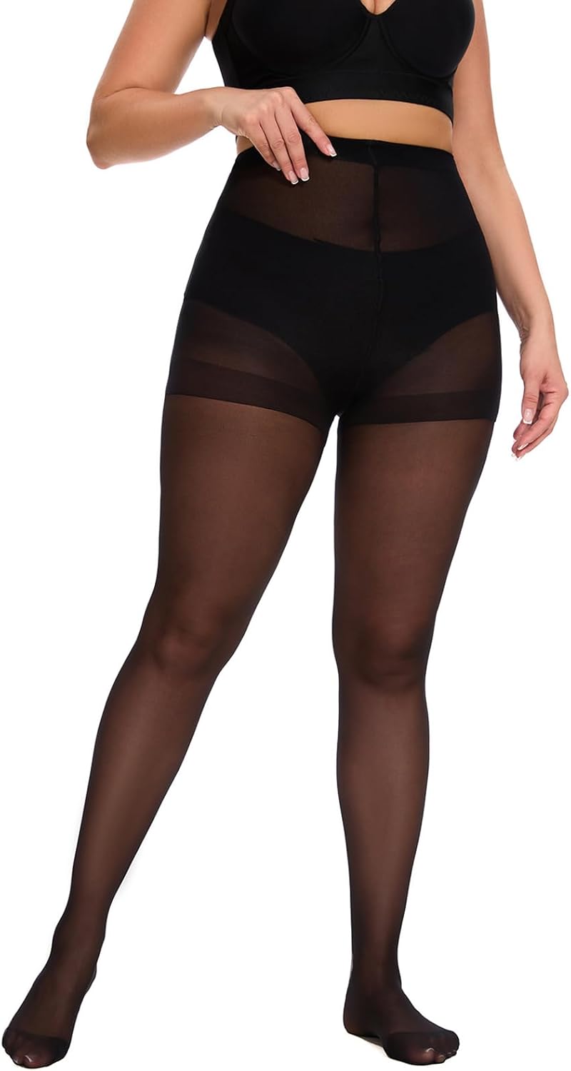 2 Pairs Plus Size Sheer Tights for Women