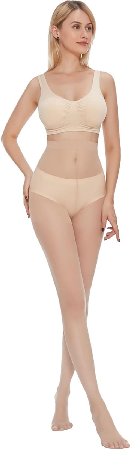 WiliW 6 Pairs Pantyhose for Women 20 Denier High Waist Sheer Tights