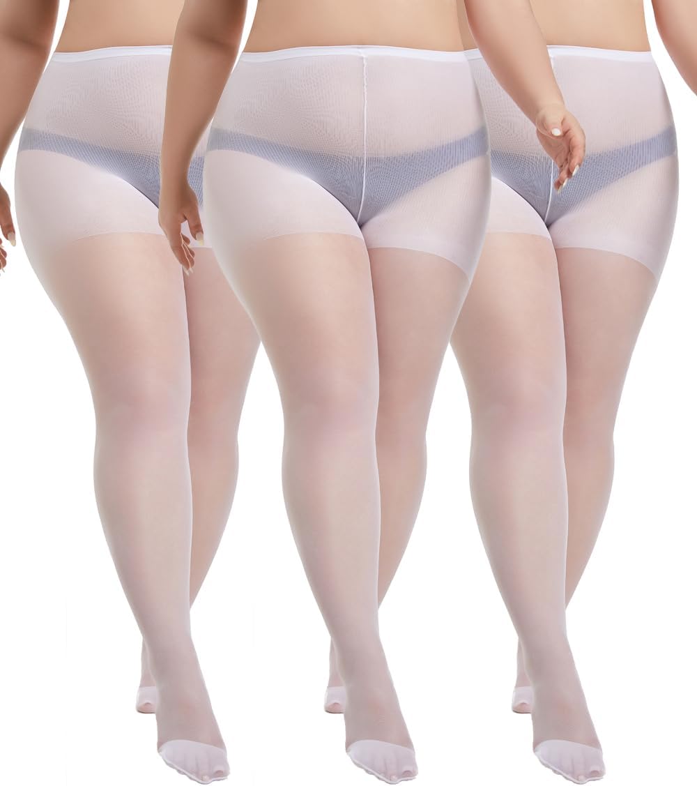3 Pairs Plus Size Sheer Tights for Women
