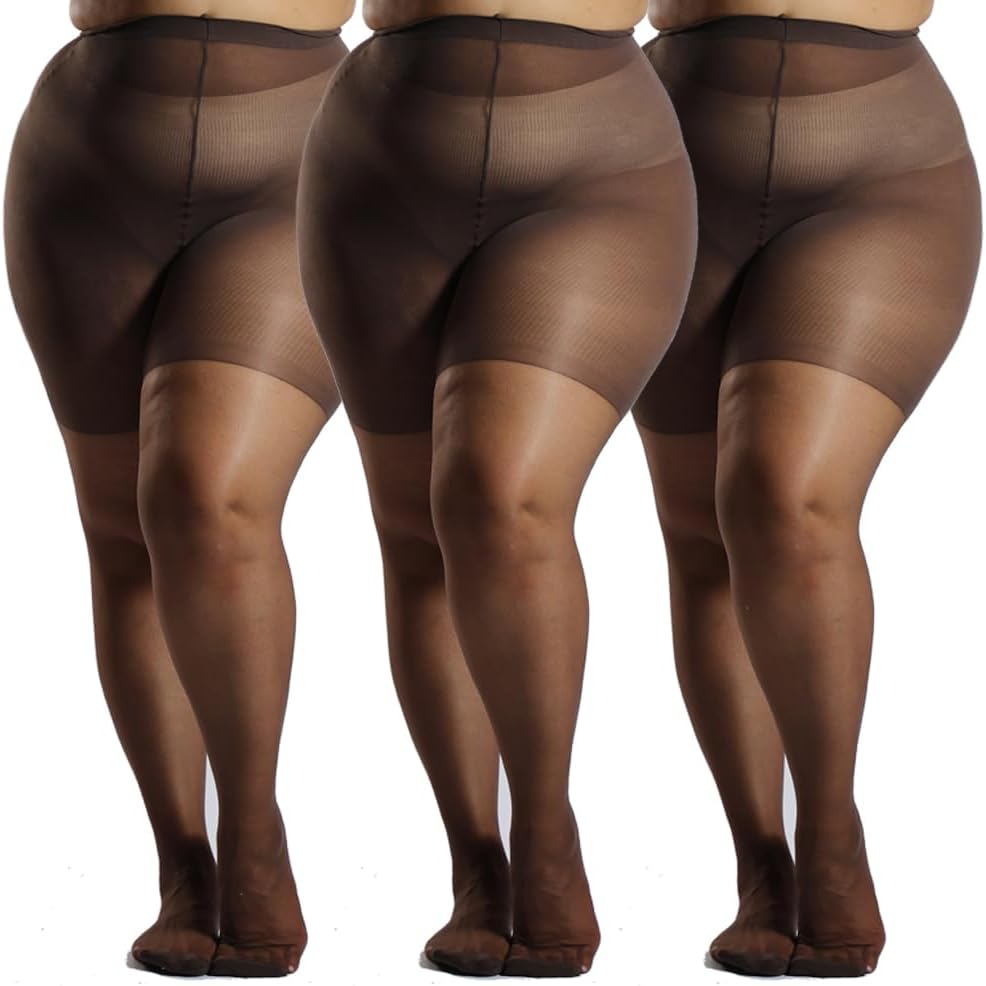 3 Pairs Plus Size Sheer Tights for Women