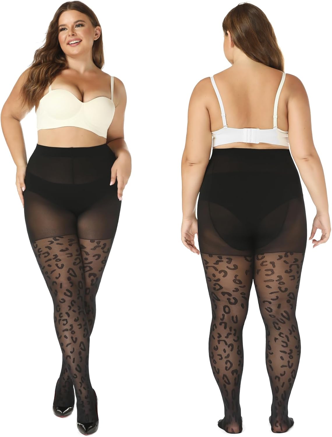 Polka Dot Plus Size Tights for Women, 40D Patterned Tights