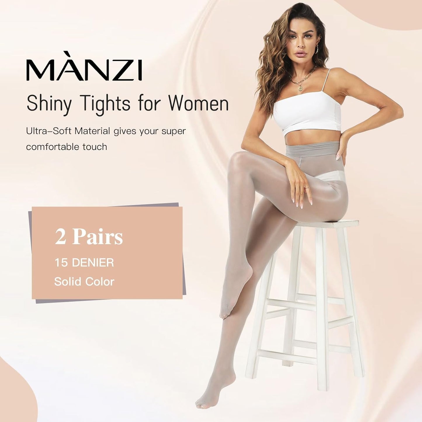 WiliW Shiny Pantyhose for Women 2 Pairs