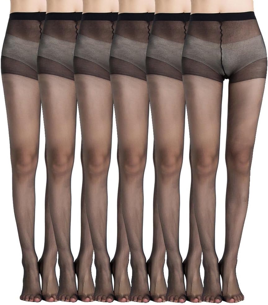 WiliW 6 Pairs Pantyhose for Women 20 Denier
