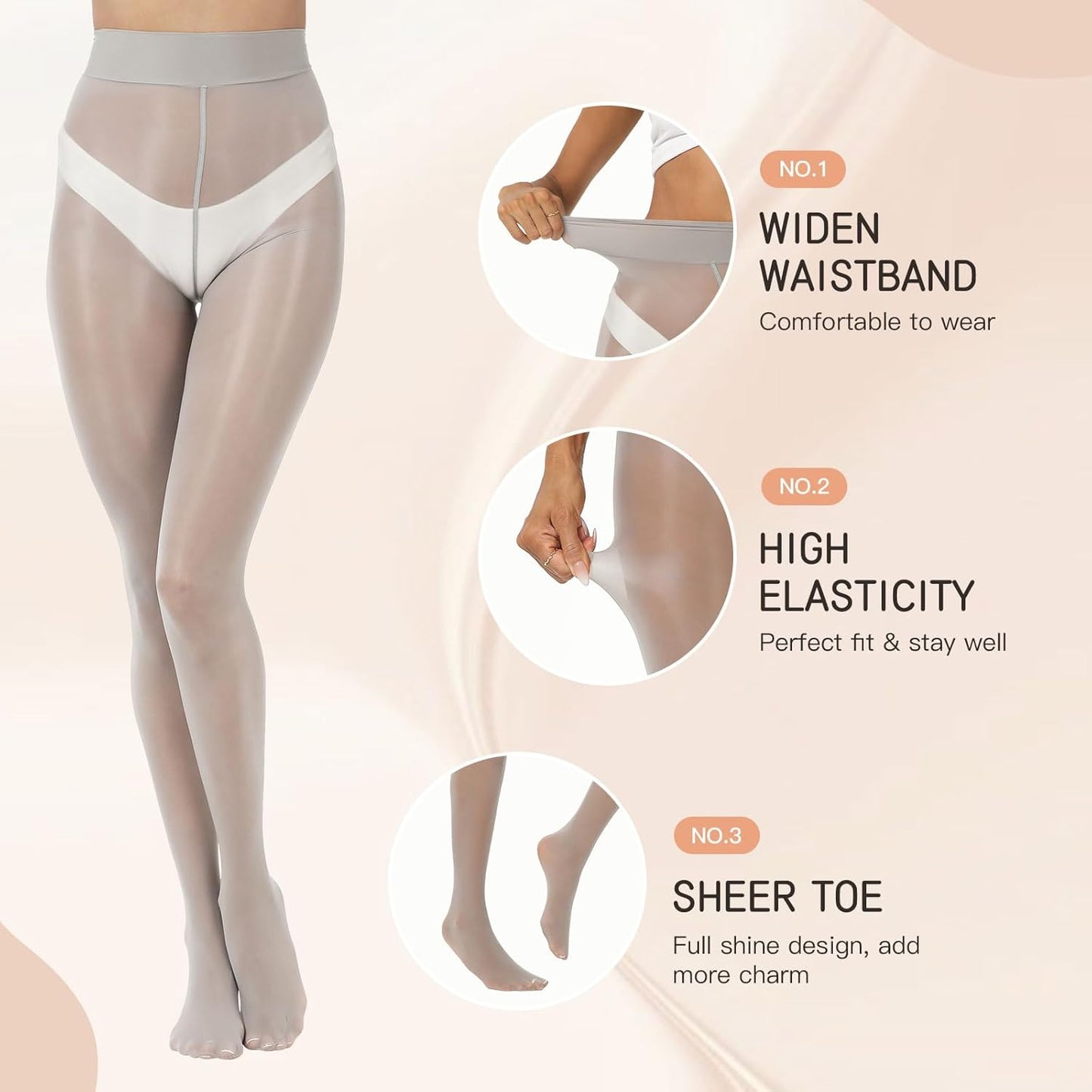 WiliW Shiny Pantyhose for Women 2 Pairs