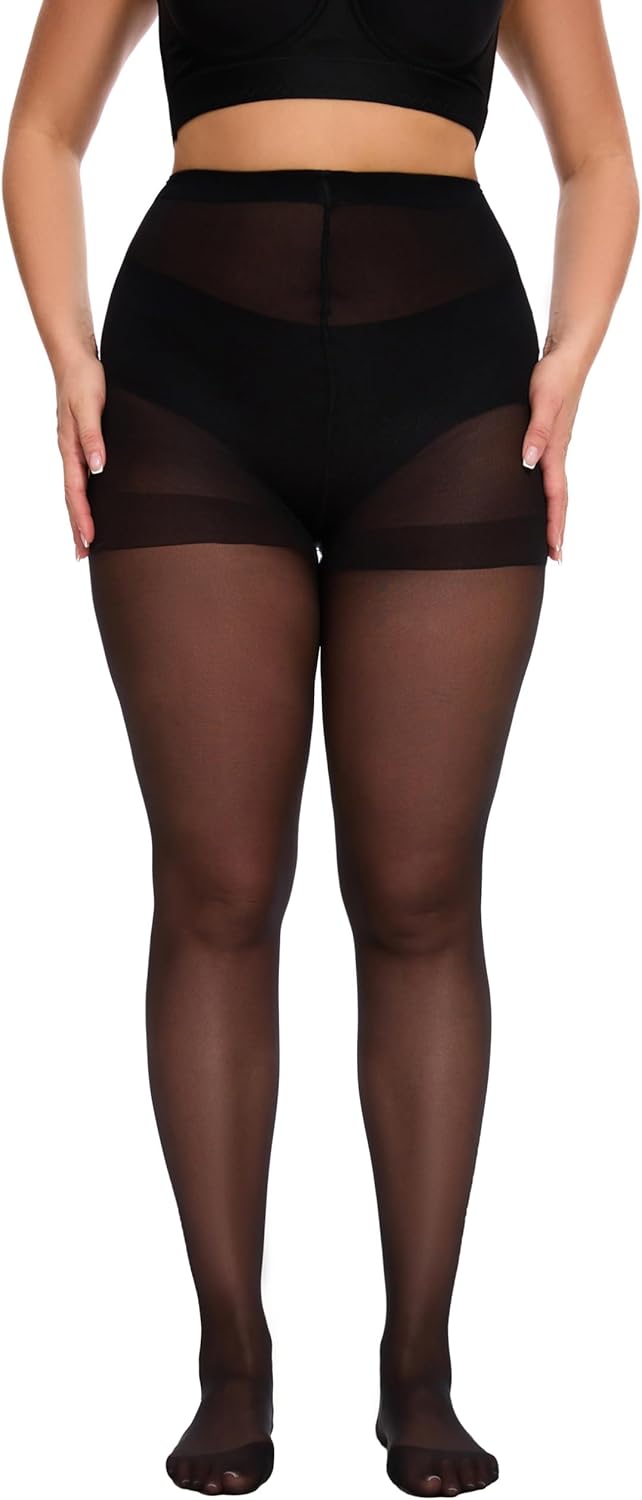 2 Pairs Plus Size Sheer Tights for Women