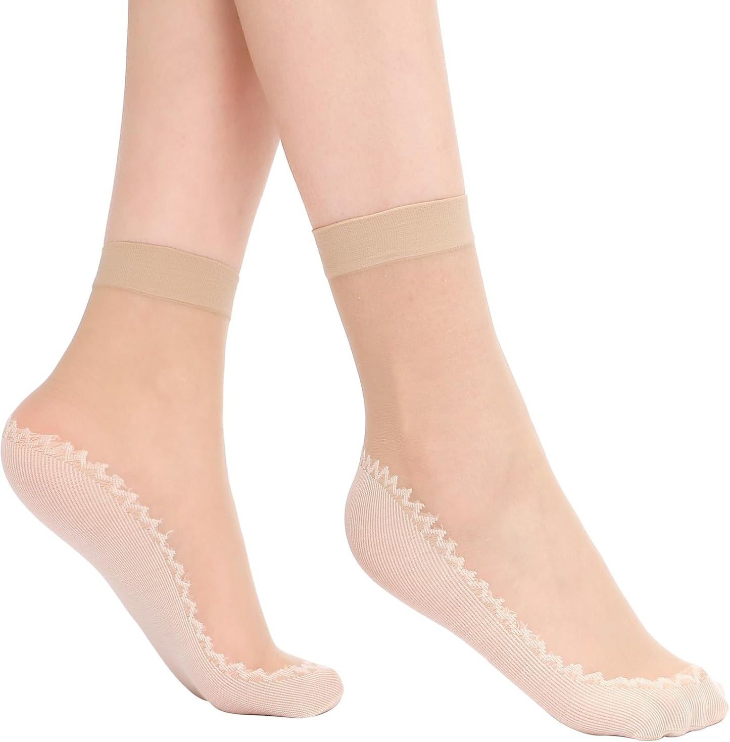 12 Pairs Womens Ankle High Sheer Socks Reinforced Bottom and Toe Nylon Socks