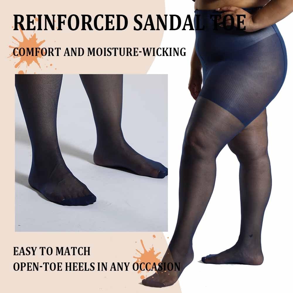 3 Pairs Plus Size Sheer Tights for Women