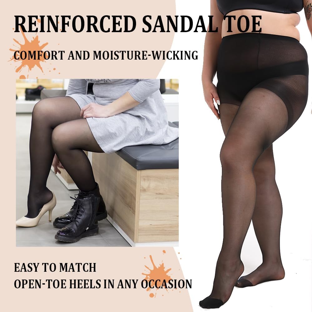 3 Pairs Plus Size Sheer Tights for Women