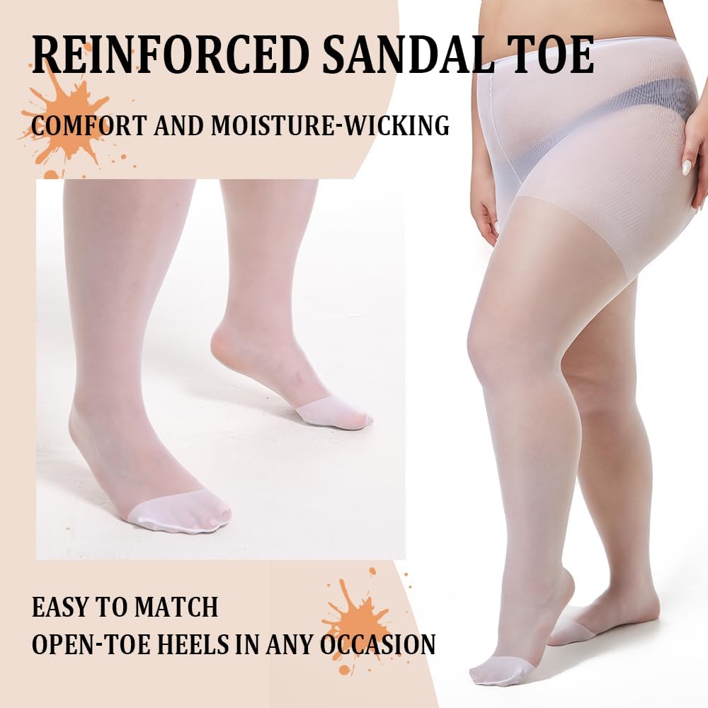 3 Pairs Plus Size Sheer Tights for Women