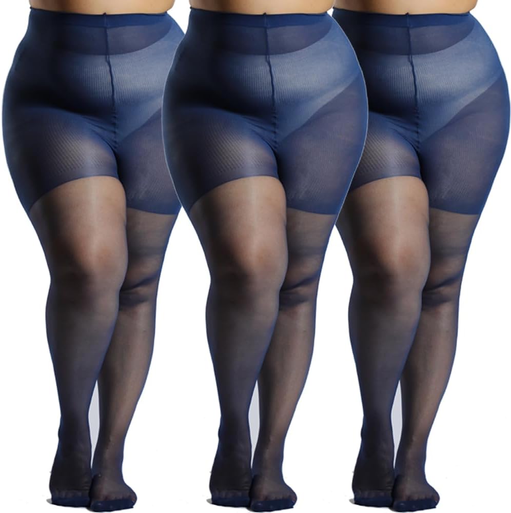 3 Pairs Plus Size Sheer Tights for Women