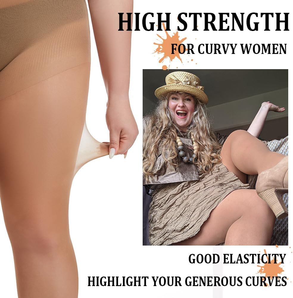 3 Pairs Plus Size Sheer Tights for Women