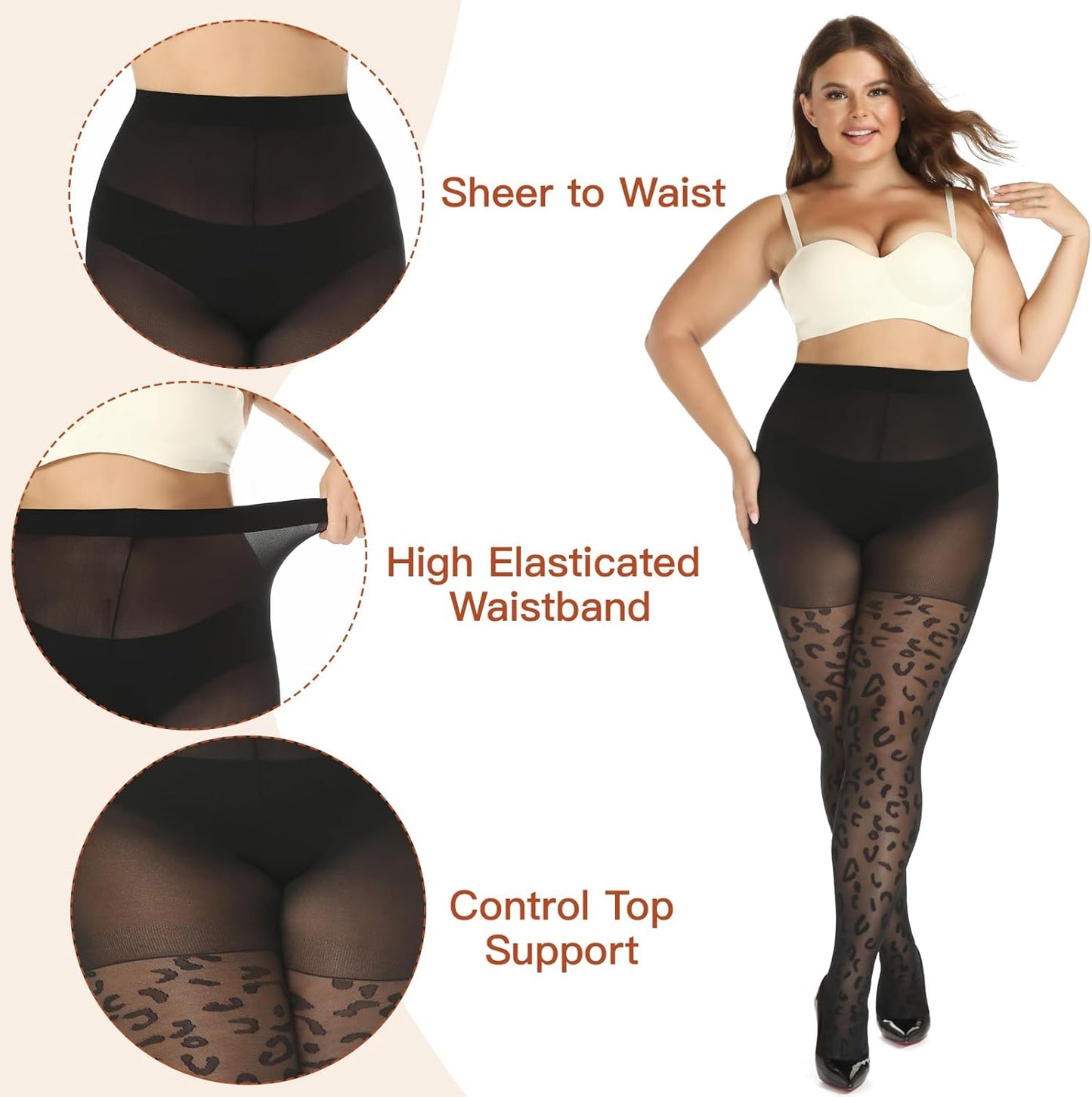 Polka Dot Plus Size Tights for Women, 40D Patterned Tights