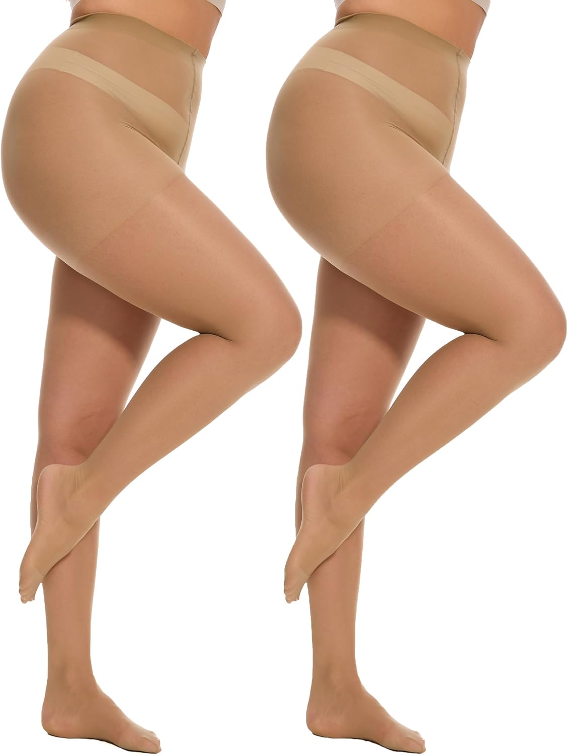 2 Pairs Plus Size Sheer Tights for Women