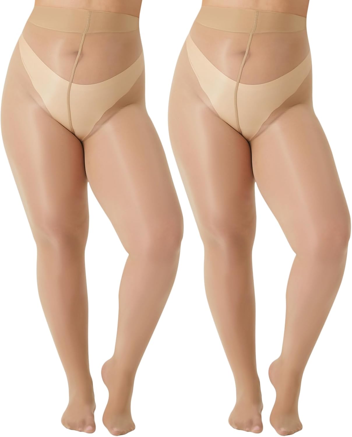 4 Pack Plus Size Sheer Pantyhose for Women(Nude 3XL-4XL)