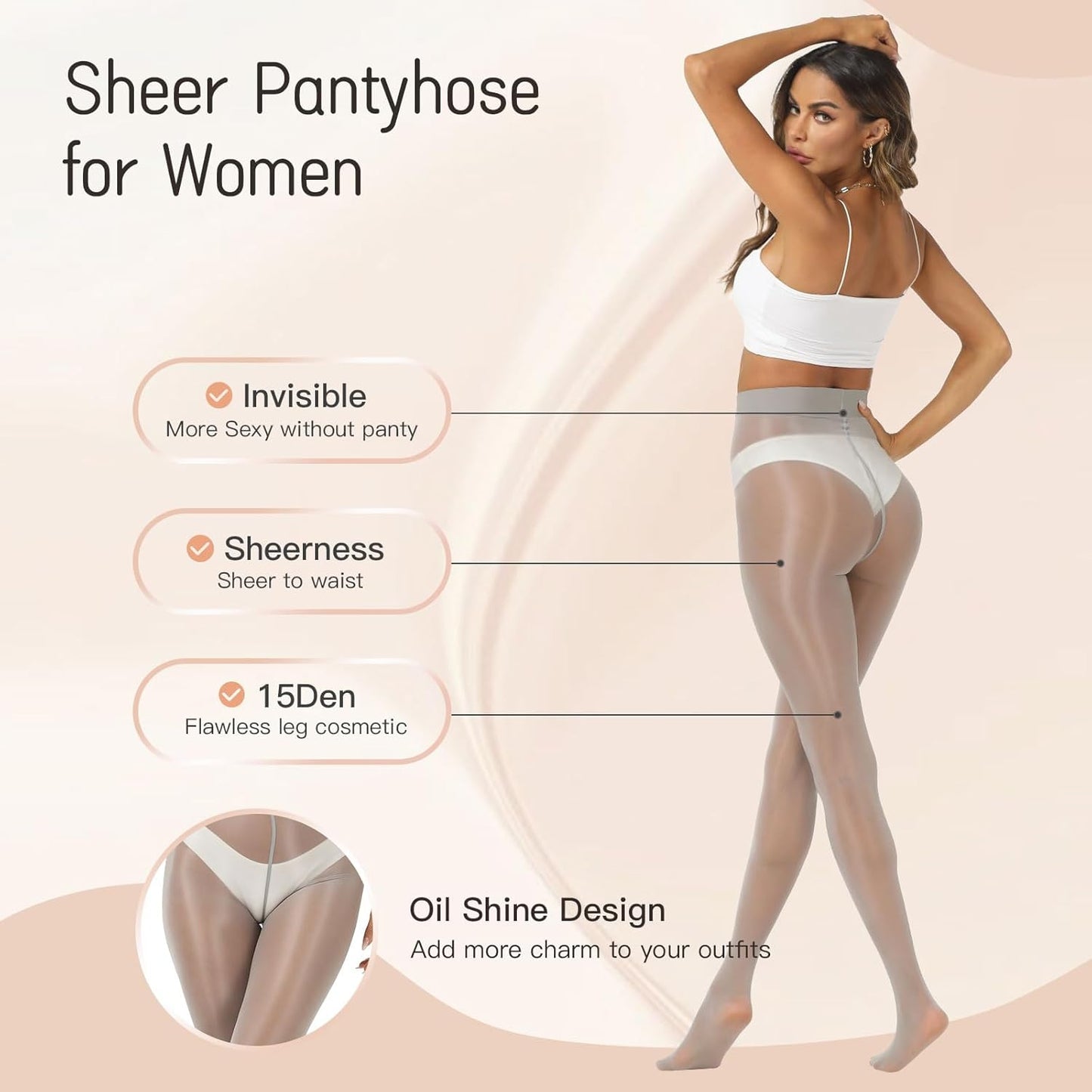 WiliW Shiny Pantyhose for Women 2 Pairs