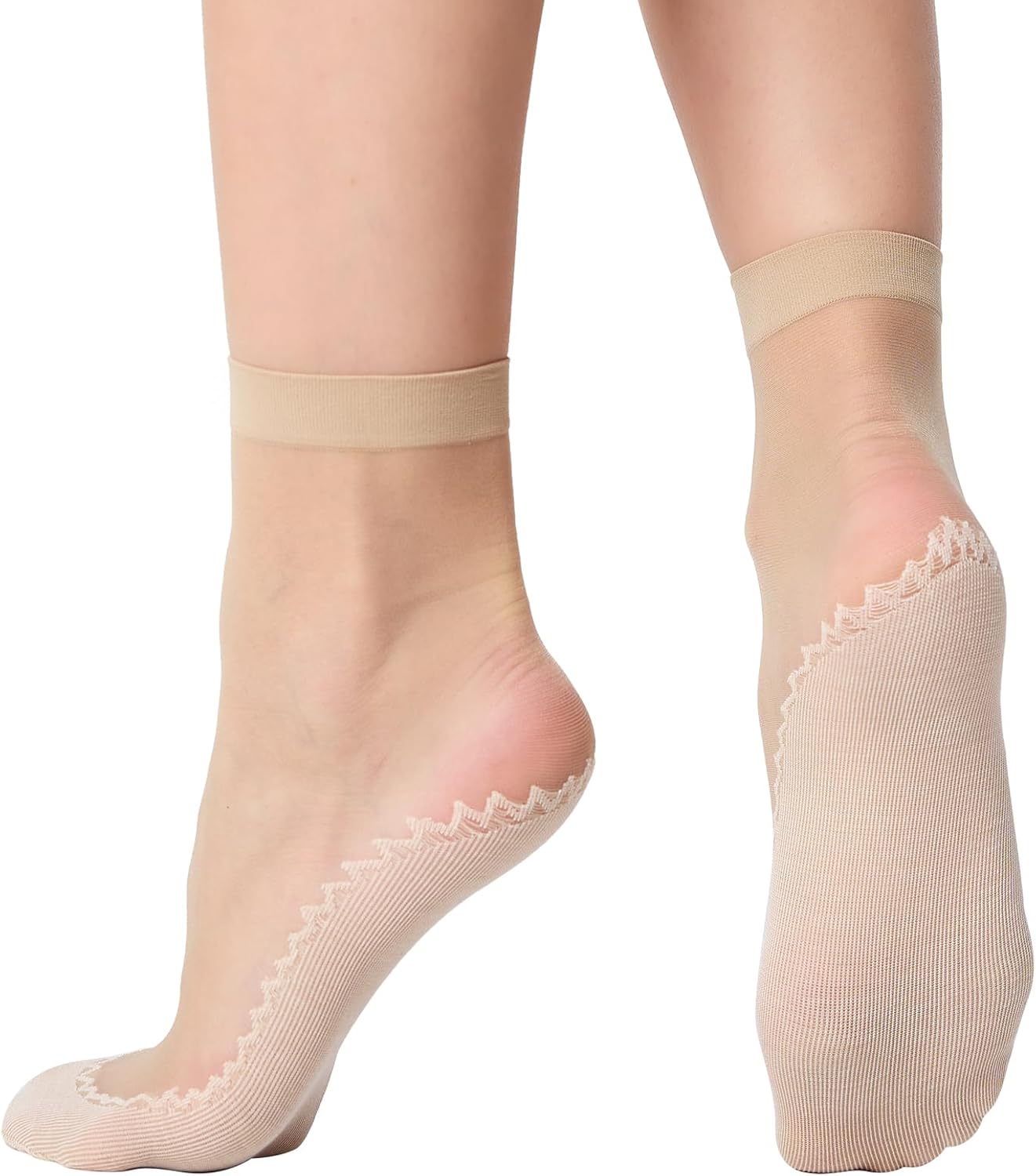 12 Pairs Womens Ankle High Sheer Socks Reinforced Bottom and Toe Nylon Socks
