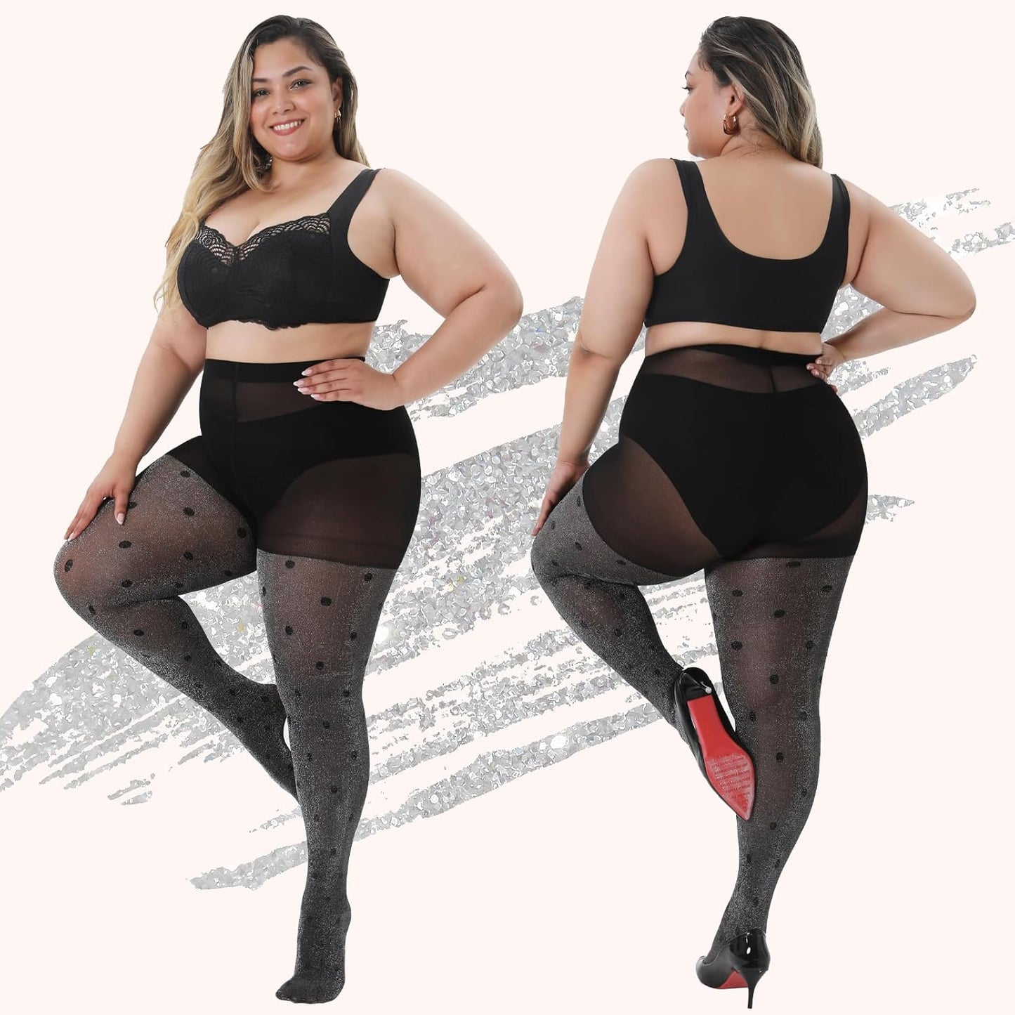 Shimmer Tights for Women Plus Size Polka Dot Tights