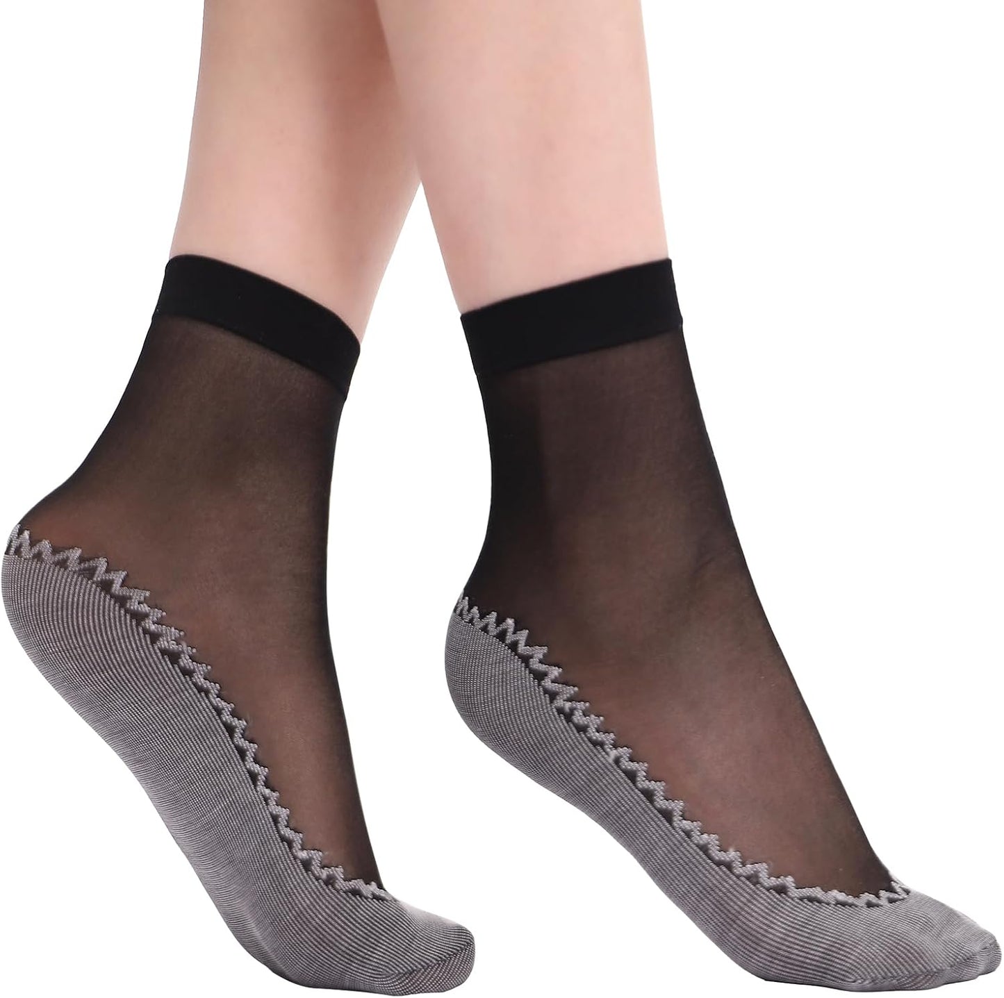 12 Pairs Womens Ankle High Sheer Socks Reinforced Bottom and Toe Nylon Socks