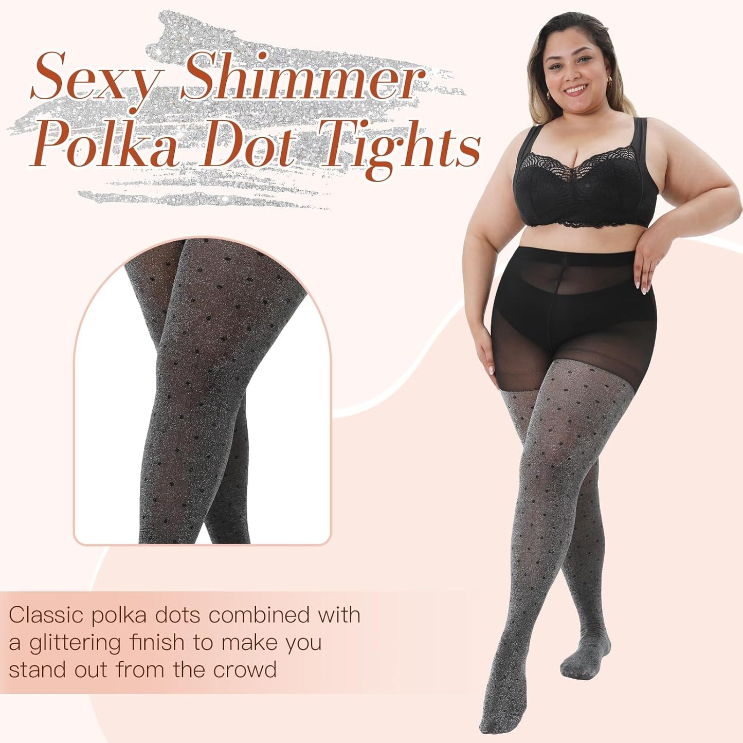 Shimmer Tights for Women Plus Size Polka Dot Tights