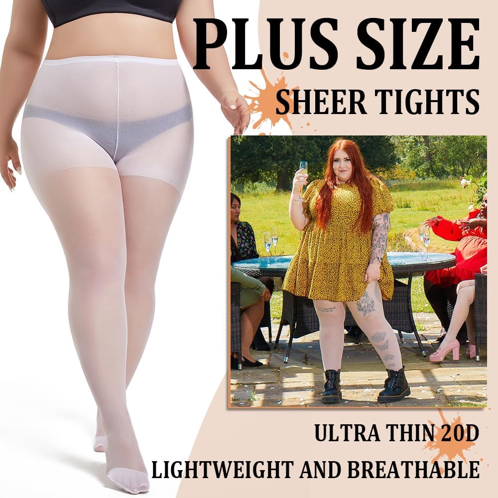 3 Pairs Plus Size Sheer Tights for Women