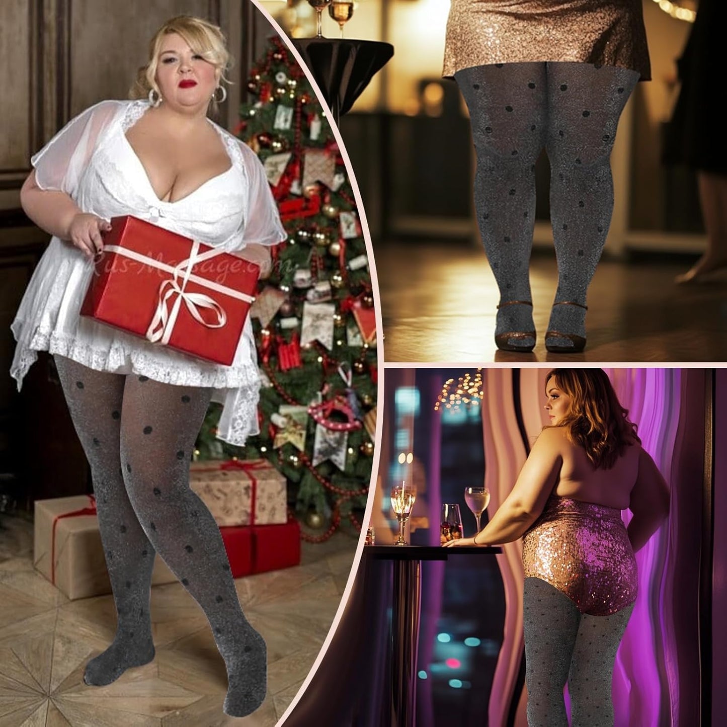 Shimmer Tights for Women Plus Size Polka Dot Tights