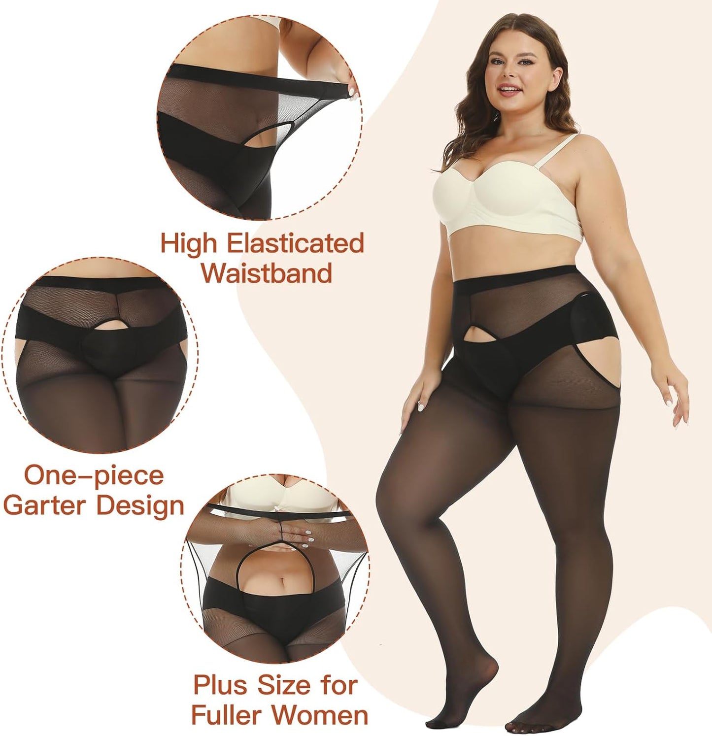 Suspender Pantyhose for Women Plus Size Garter