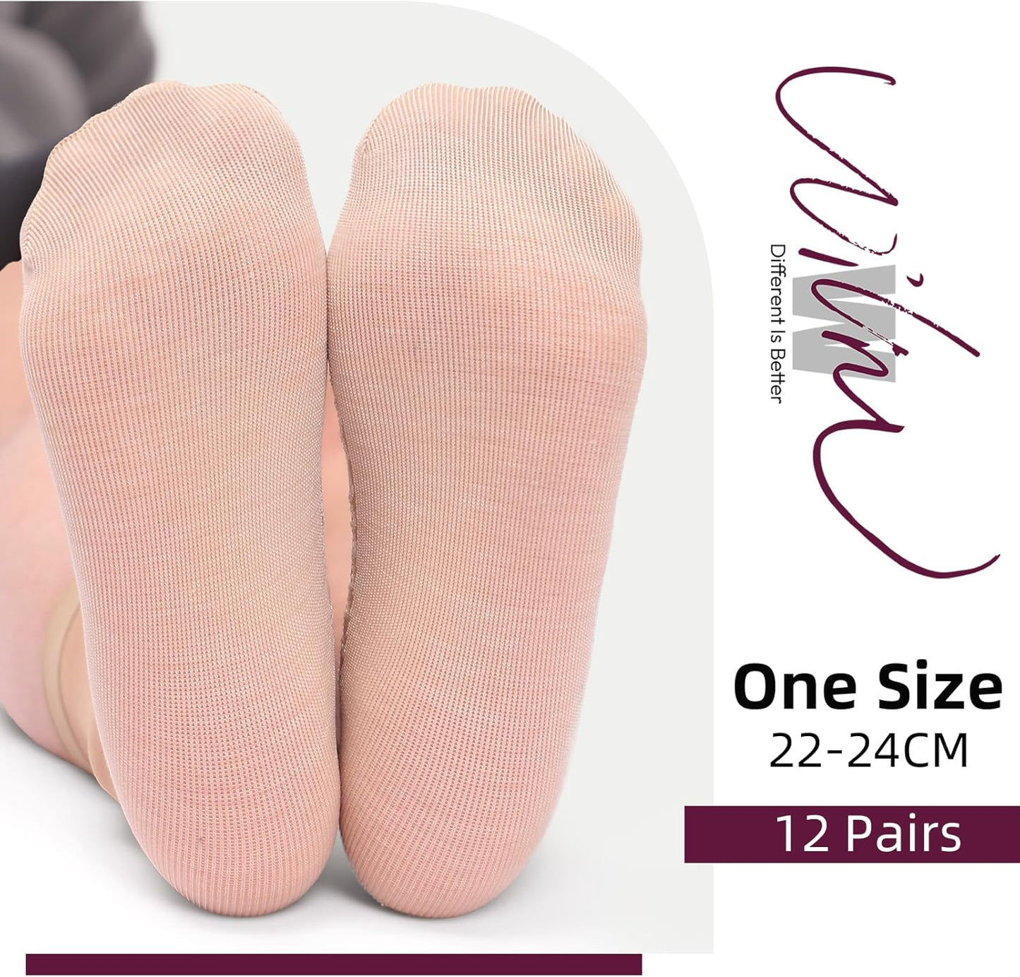 12 Pairs Womens Ankle High Sheer Socks Reinforced Bottom and Toe Nylon Socks