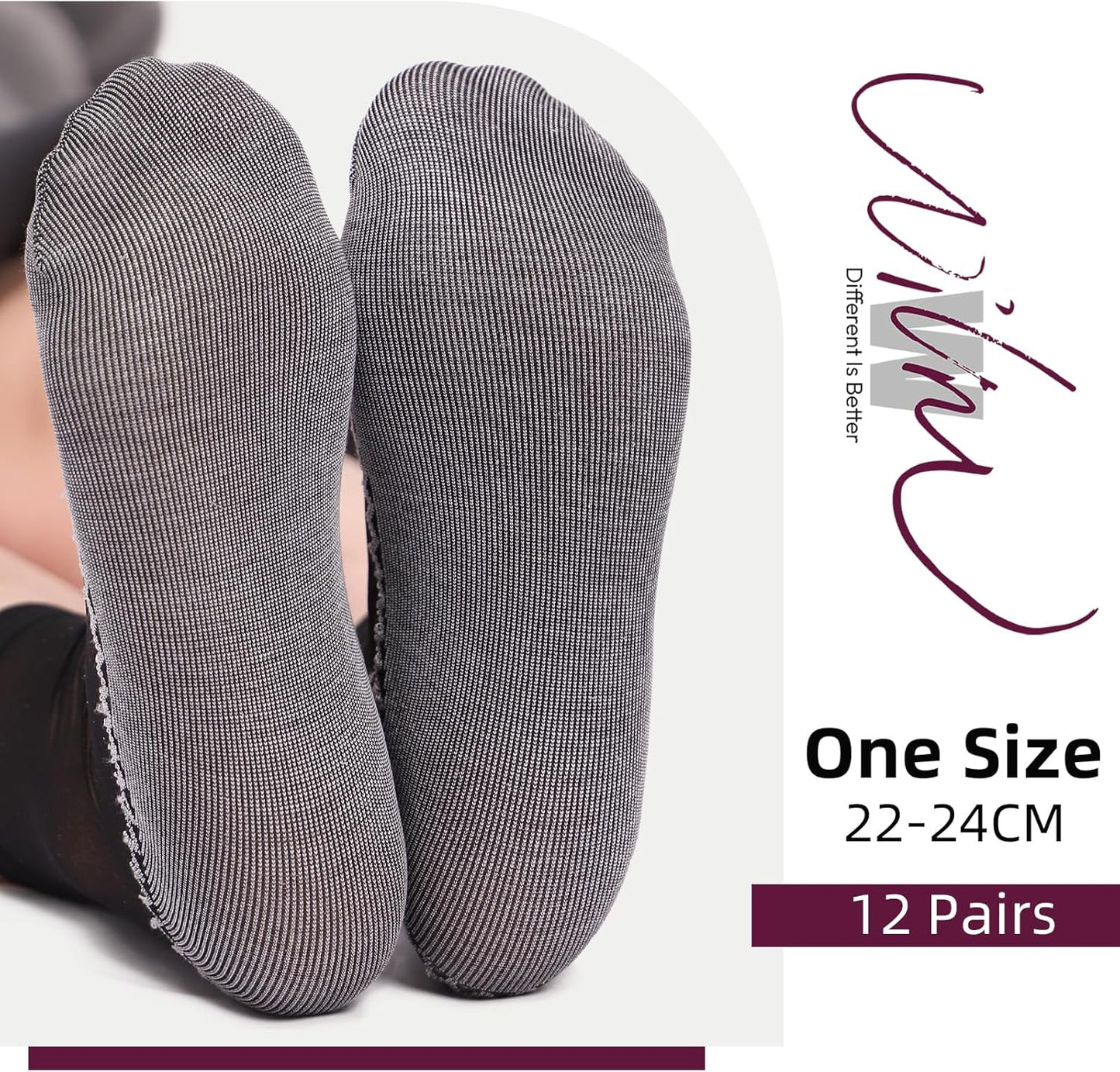 12 Pairs Womens Ankle High Sheer Socks Reinforced Bottom and Toe Nylon Socks