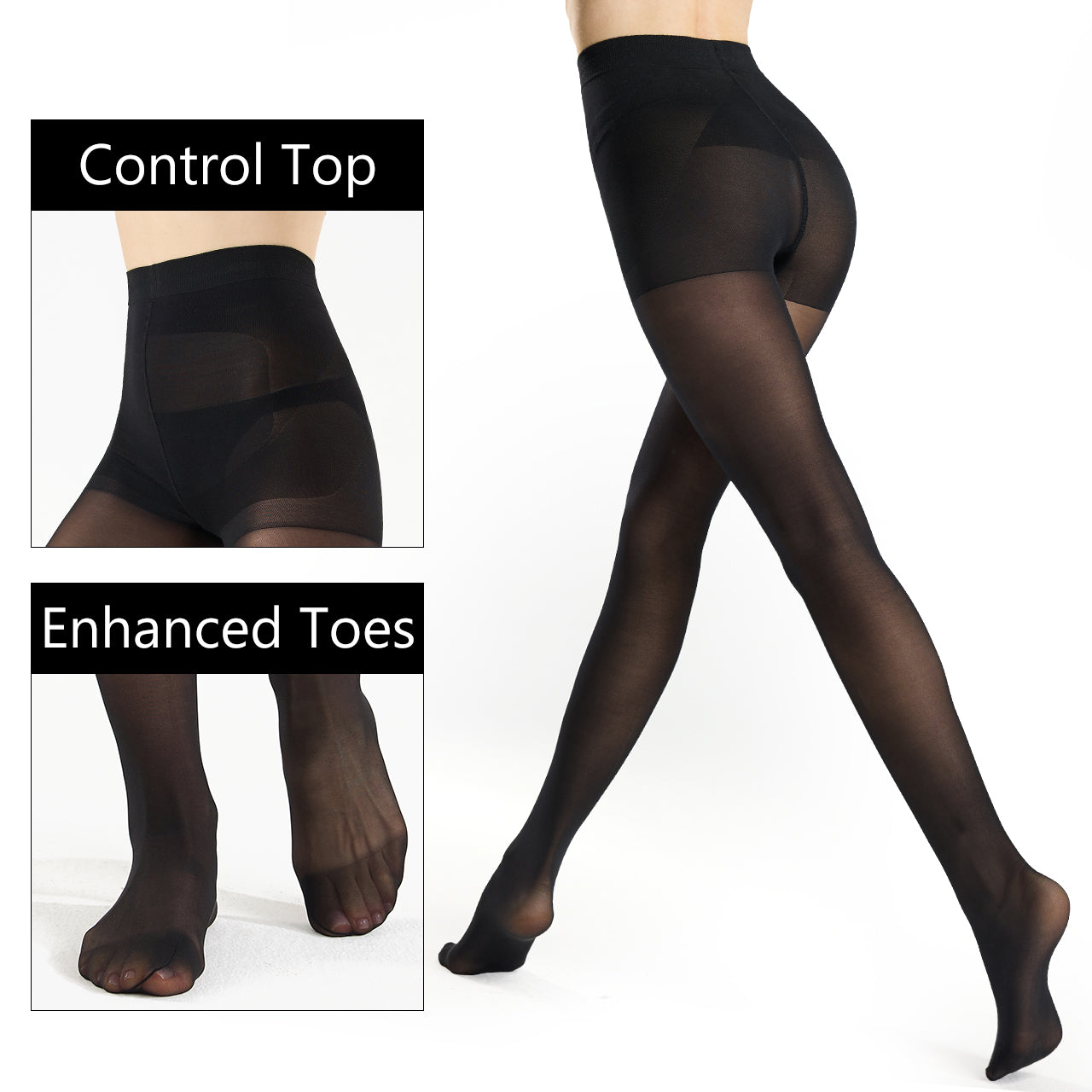 WiliW 2 Pairs 10D Ultra Sheer Tights for Women