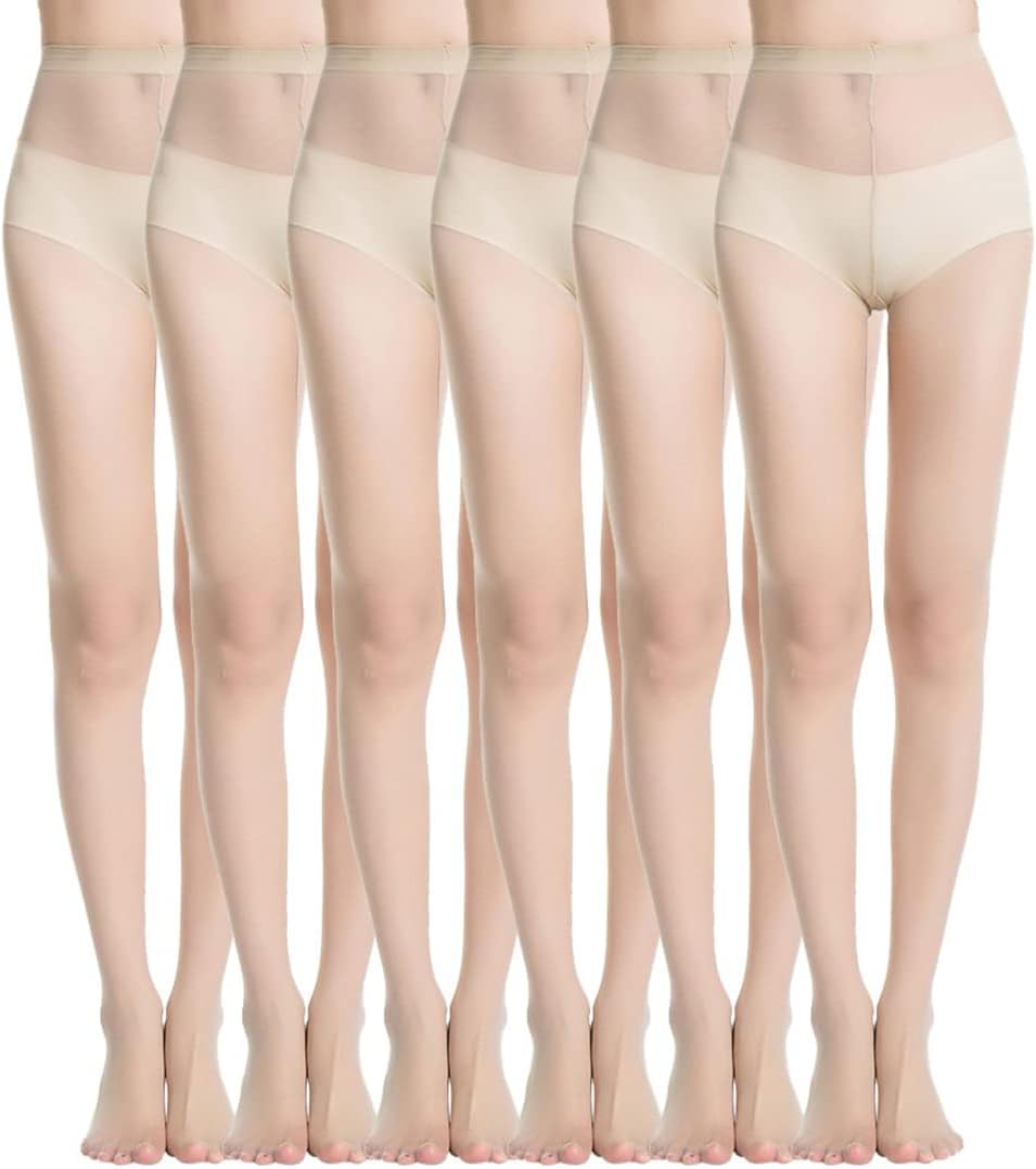 WiliW 6 Pairs Pantyhose for Women 20 Denier