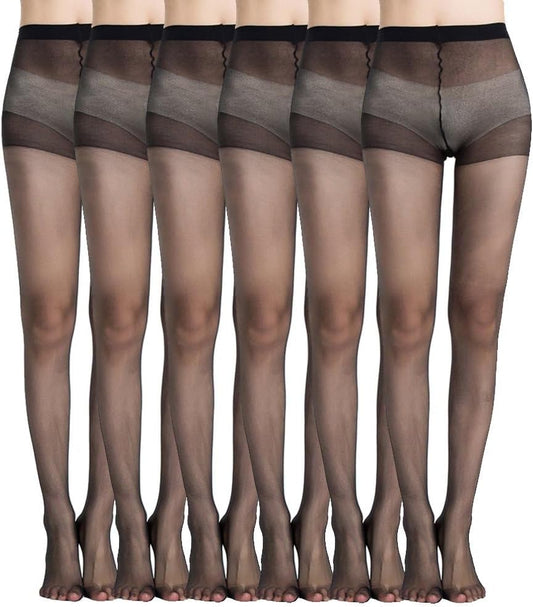 WiliW 6 Pairs Pantyhose for Women 20 Denier
