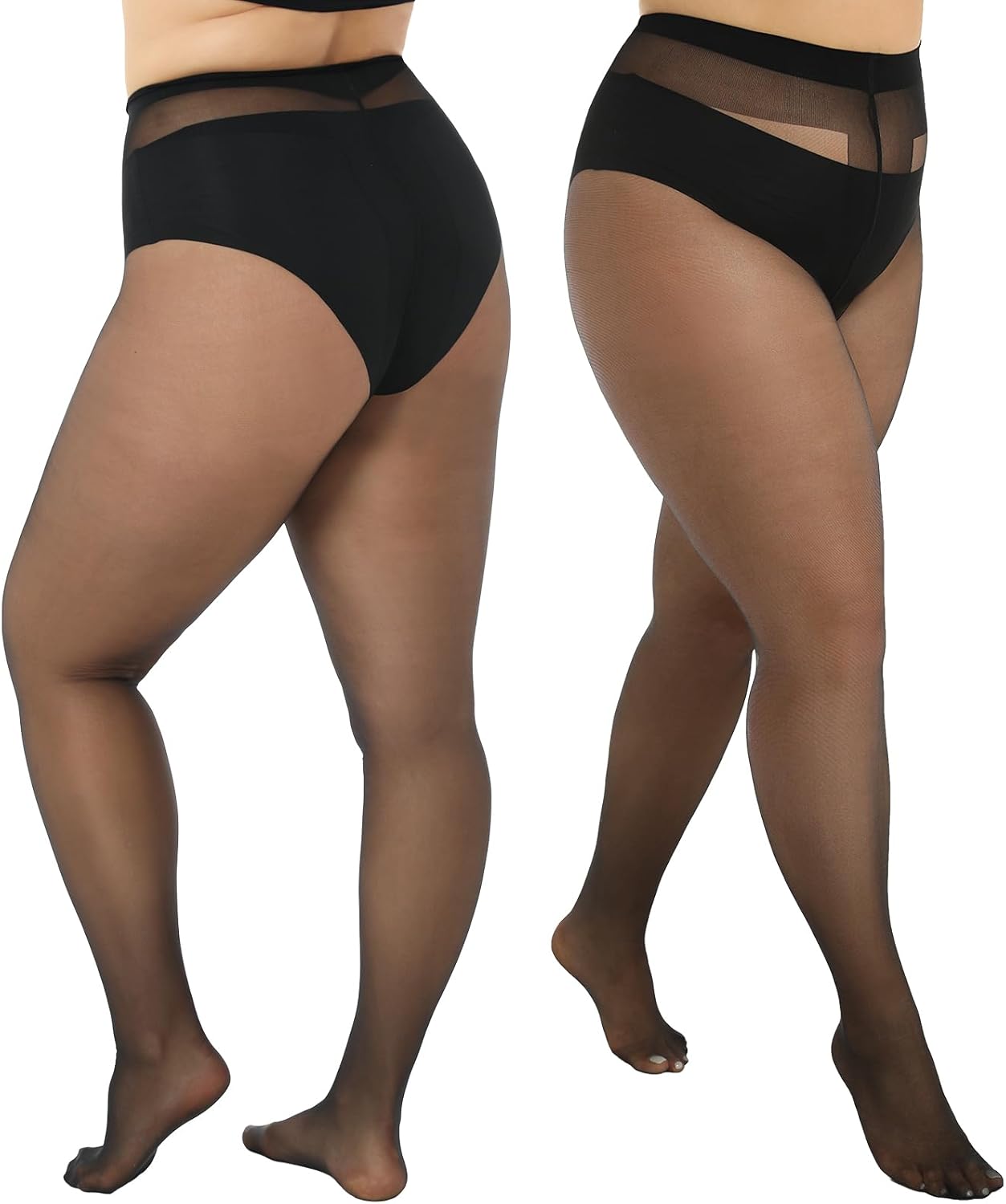 2 Pairs Plus Size Sheer Pantyhose for Women