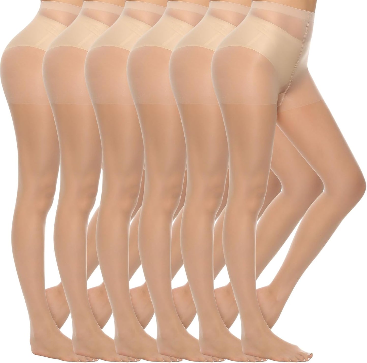 WiliW 6 Pairs Women's 20D Sheer Silky Pantyhose