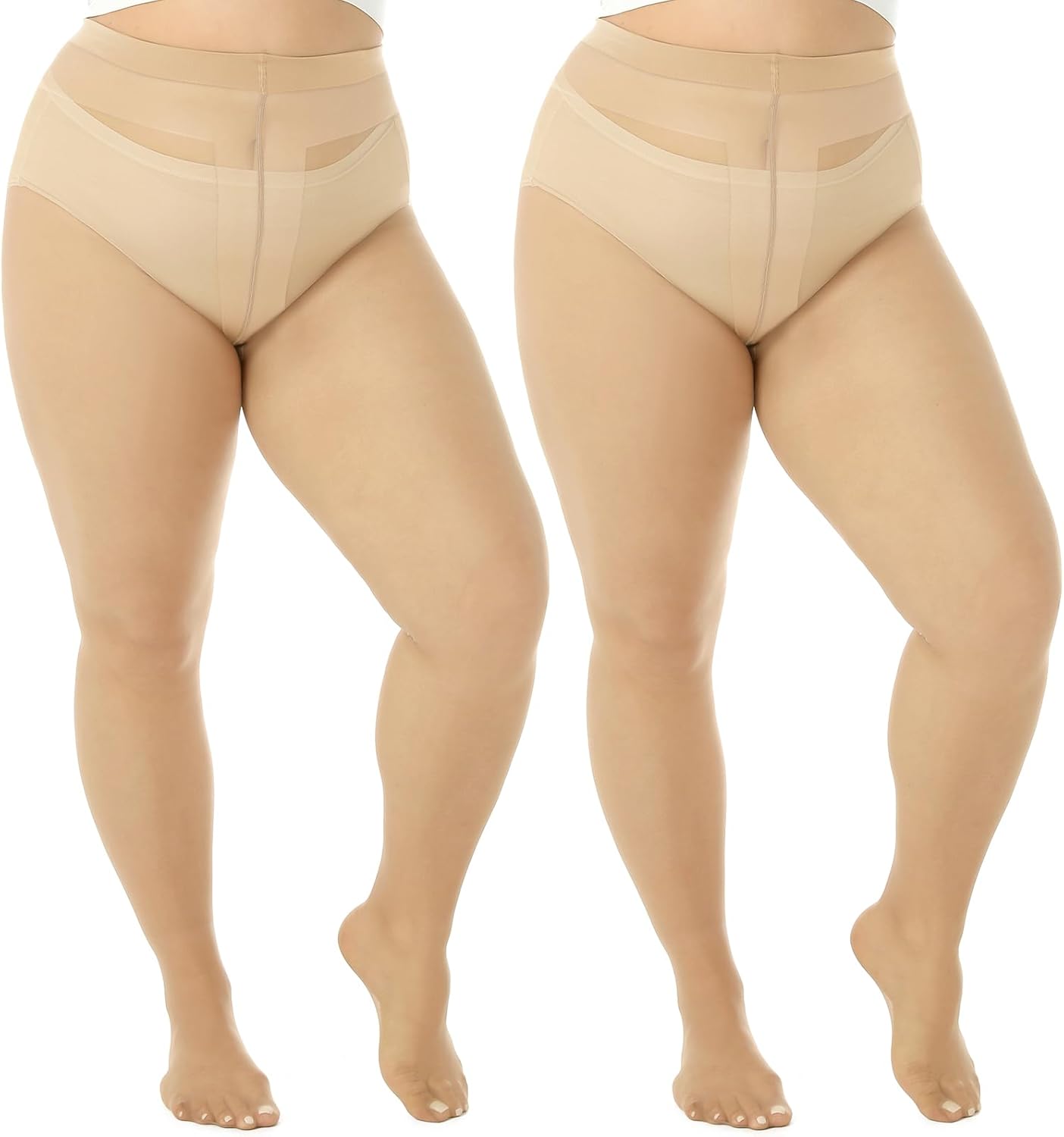 2 Pairs Plus Size Sheer Pantyhose for Women