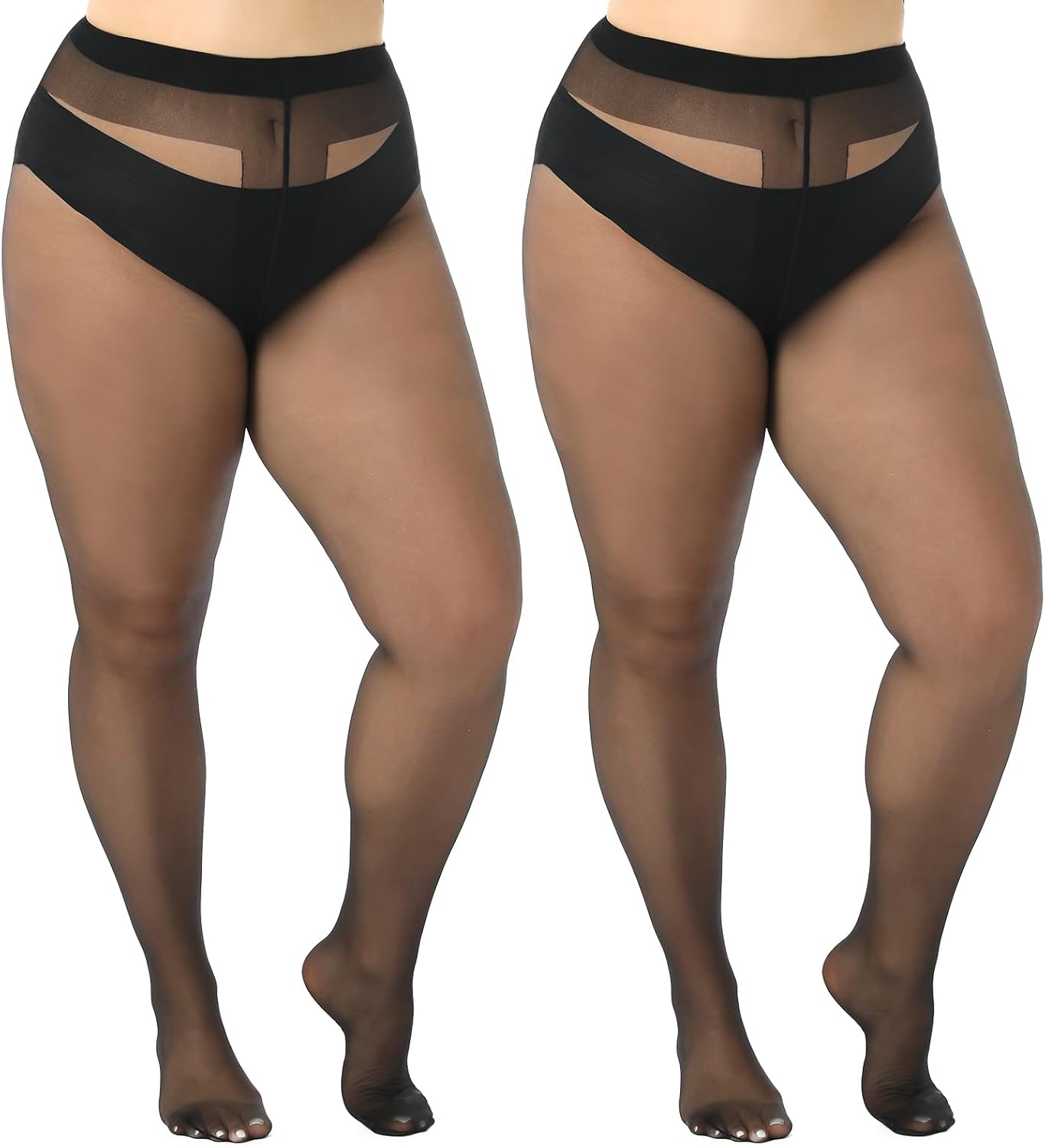 2 Pairs Plus Size Sheer Pantyhose for Women
