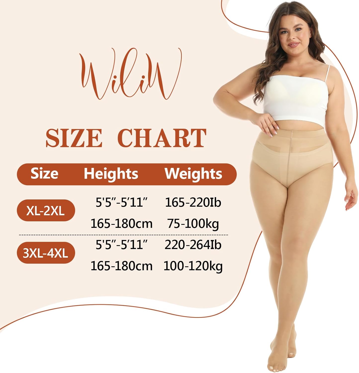 2 Pairs Plus Size Sheer Pantyhose for Women
