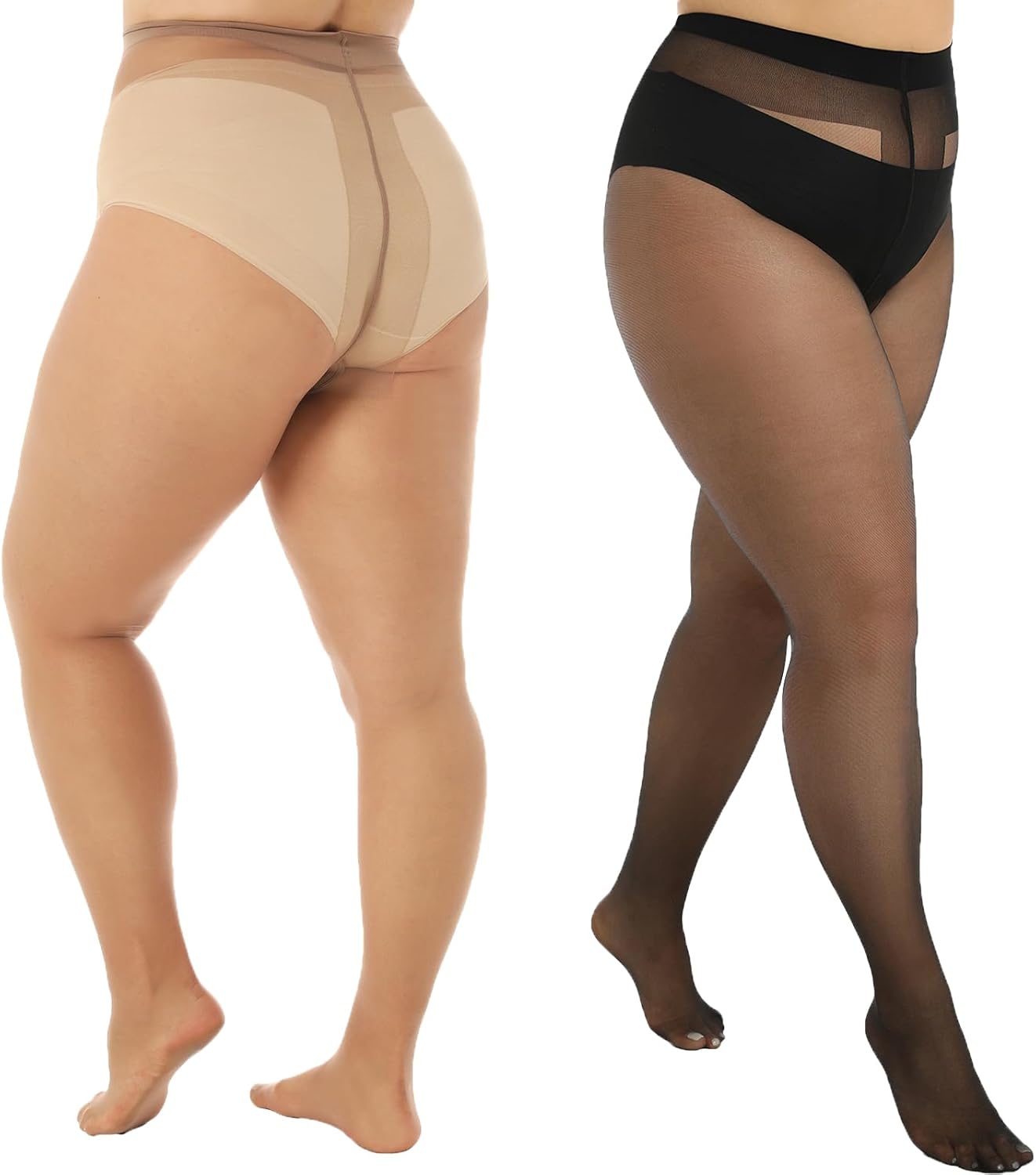2 Pairs Plus Size Sheer Pantyhose for Women