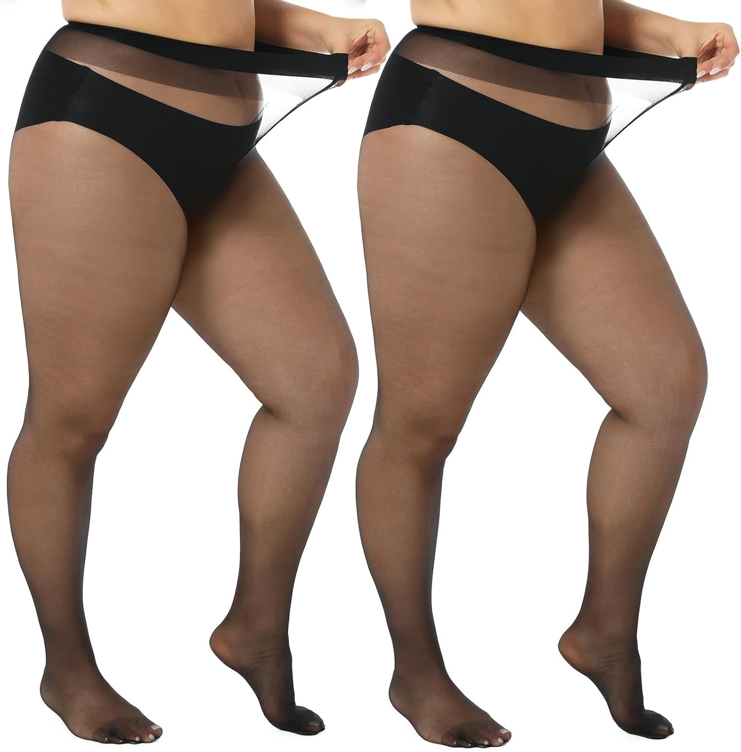 2 Pairs Plus Size Sheer Pantyhose for Women