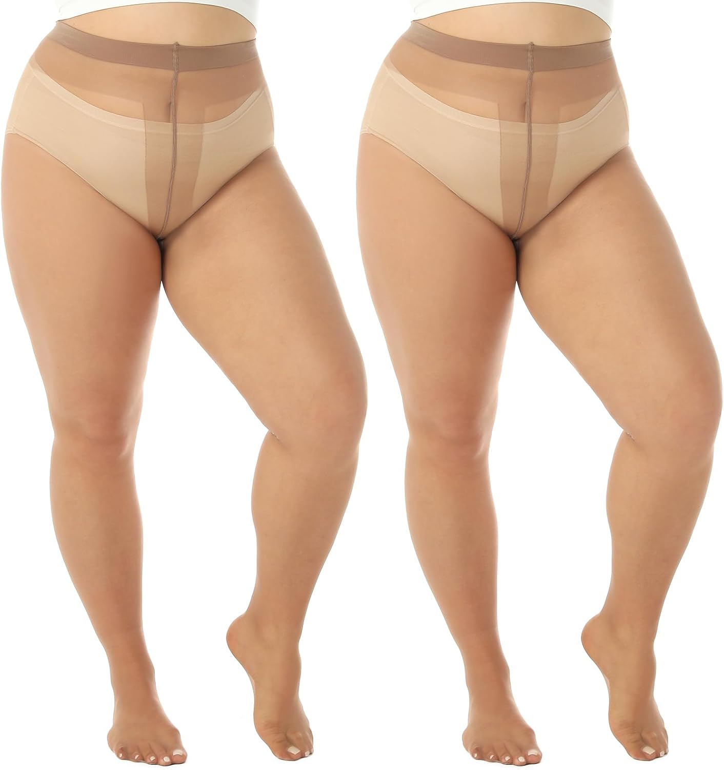 2 Pairs Plus Size Sheer Pantyhose for Women