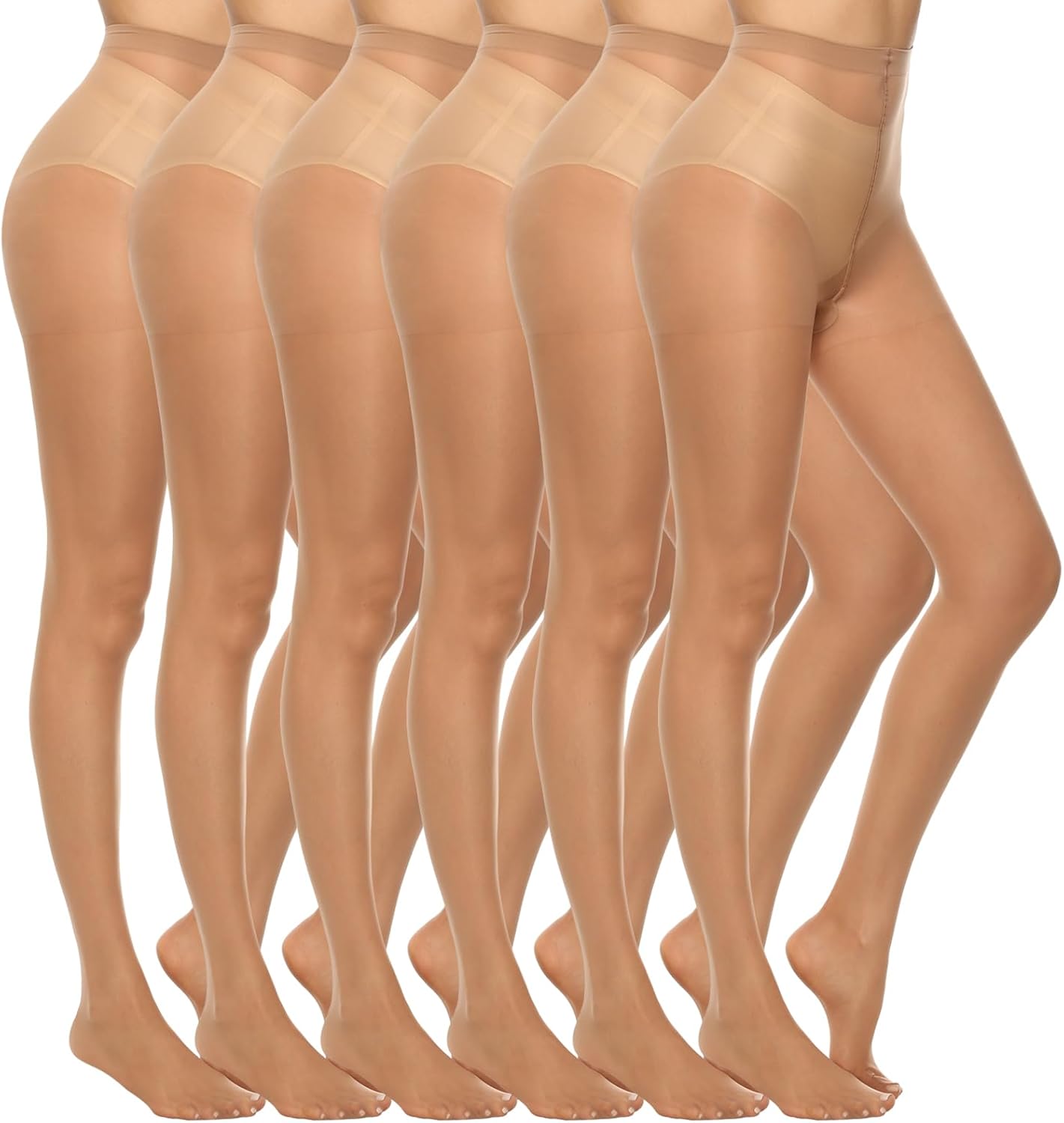 WiliW 6 Pairs Women's 20D Sheer Silky Pantyhose