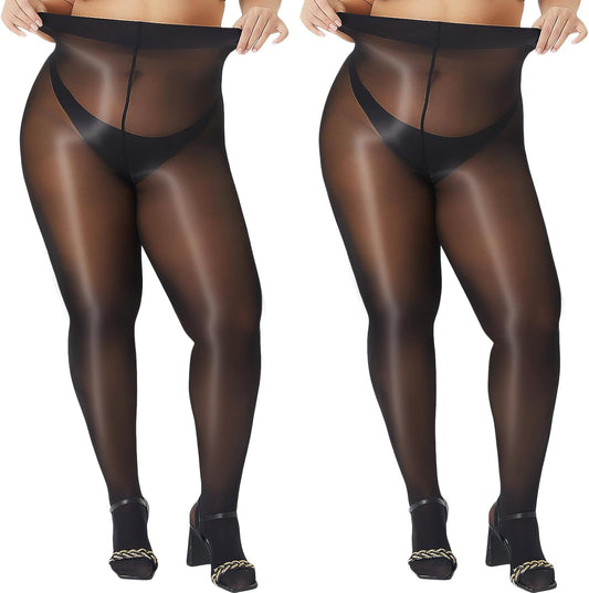 2 Pairs Pantyhose for Women Plus Size