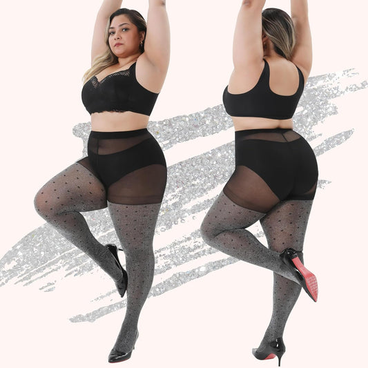Shimmer Tights for Women Plus Size Polka Dot Tights