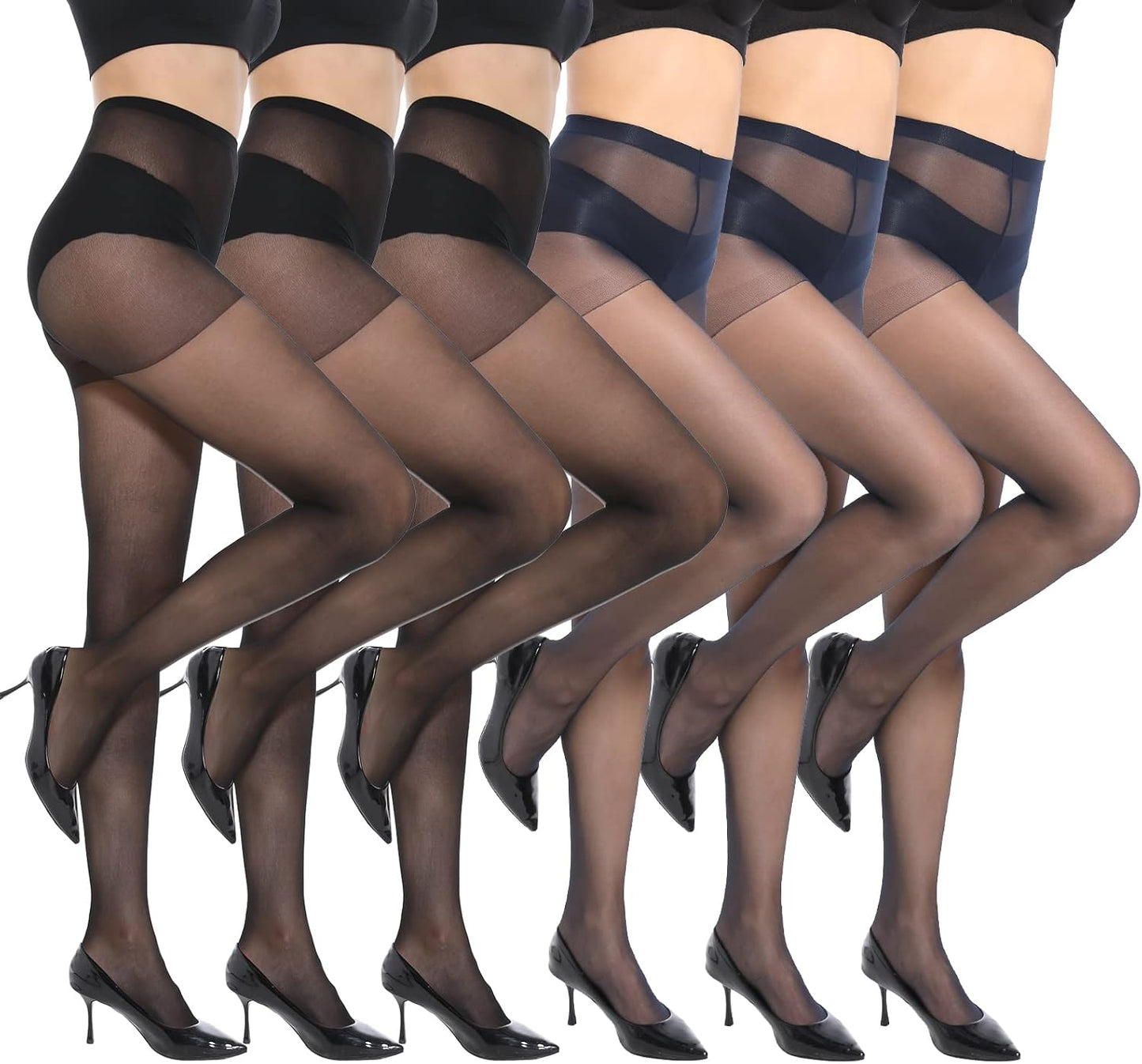 WiliW  6 Pairs 20D Women's Sheer Tights