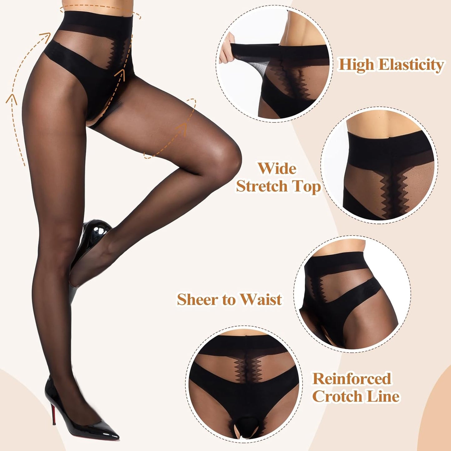 WiliW  Sheer Pantyhose for Women 30 Denier