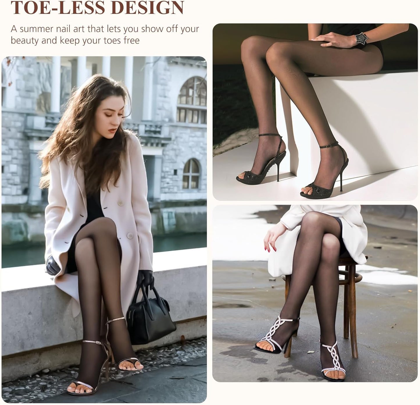 WiliW 3 Pairs Toeless Pantyhose Tights for Women Ultra Thin 10D Toe Open Control Top Pantyhose