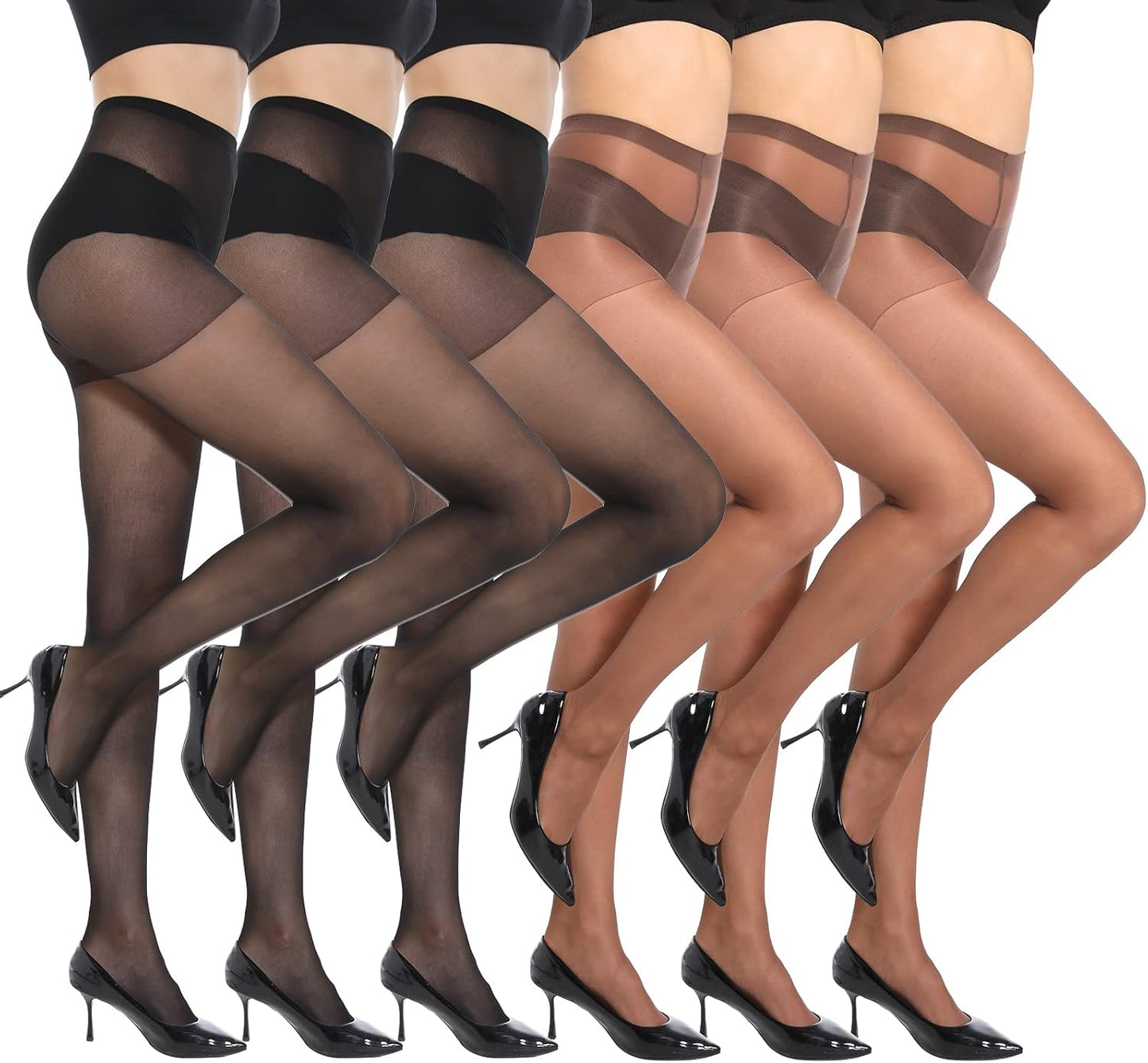WiliW  6 Pairs 20D Women's Sheer Tights