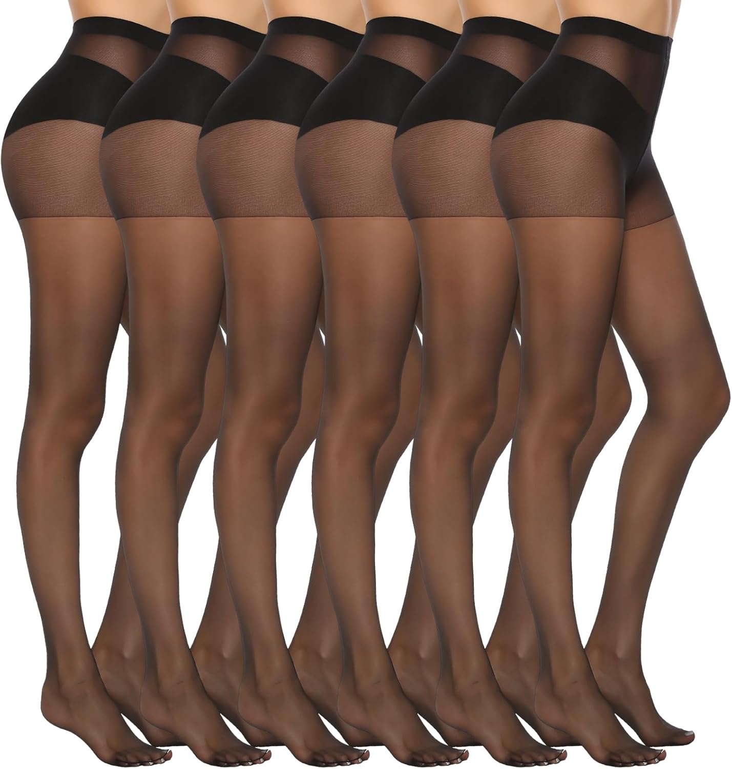 WiliW 6 Pairs Women's 20D Sheer Silky Pantyhose