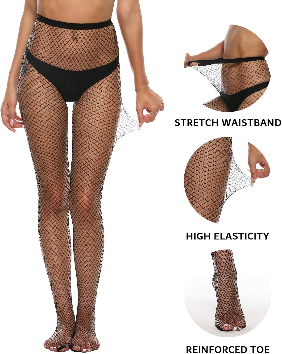 WiliW High Waist Fishnet Stockings Classic Fishnet Tights