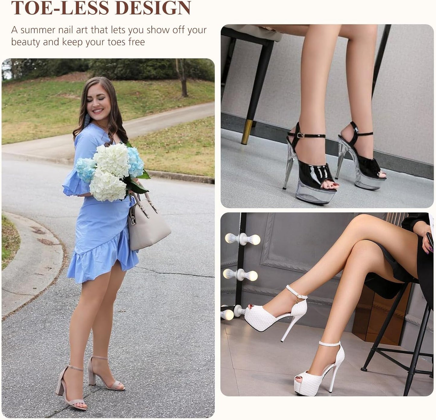 WiliW 3 Pairs Toeless Pantyhose Tights for Women Ultra Thin 10D Toe Open Control Top Pantyhose